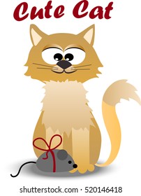 Very high quality original trendy vector cute cat with mouse