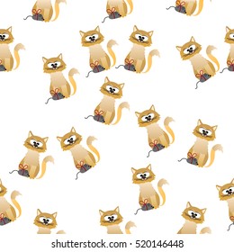 Very high quality original trendy vector seamless pattern with cute cats and paws