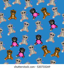 Very high quality original trendy vector seamless pattern with cute cats