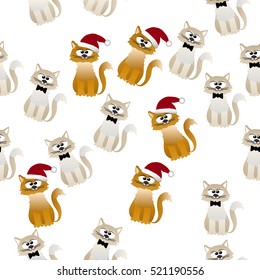 Very high quality original trendy vector seamless pattern with cute cats and paws