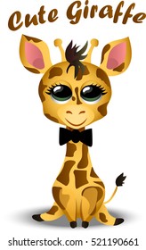 Very high quality original trendy vector illustration of cute giraffe baby or calf with tie