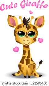 Very high quality original trendy vector illustration of cute giraffe baby with hearts