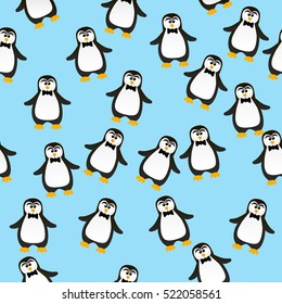 Very high quality original trendy vector seamless pattern with winter holidays happy cute Christmas penguin in scarf