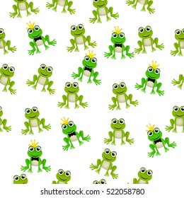 Very high quality original trendy vector seamless pattern with frog prince or princess