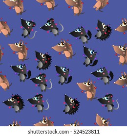 Very high quality original trendy vector seamless pattern cute cartoon hedgehog
