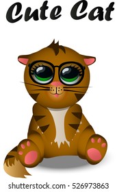 Very high quality original trendy vector illustration of a cute cat with glasses