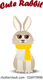 Very high quality original trendy vector cute rabbit with scarf