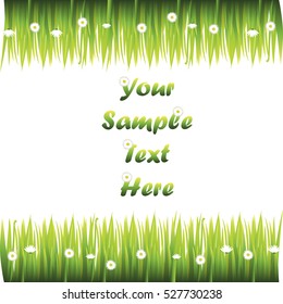Very high quality original trendy illustration of grass with flowers frame for text or card