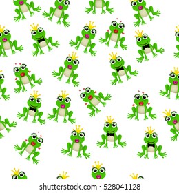 Very high quality original trendy vector seamless pattern with frog prince or princess