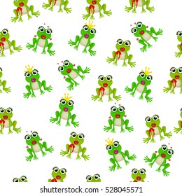 Very high quality original trendy vector seamless pattern with frog prince or princess