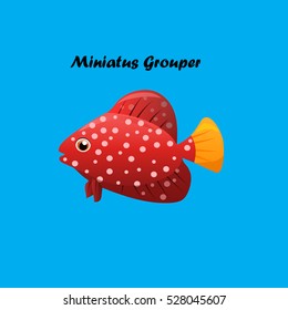 Very high quality original trendy vector illustration of Miniatus Grouper fish.Cephalopholis miniata