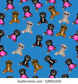 Very high quality original trendy vector seamless pattern with cute cats