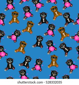 Very high quality original trendy vector seamless pattern with cute cats