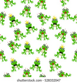 Very high quality original trendy vector seamless pattern with frog prince or princess