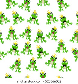Very high quality original trendy vector seamless pattern with frog prince or princess