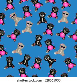 Very high quality original trendy vector seamless pattern with cute cats