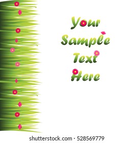Very high quality original trendy illustration of grass with flowers frame for text or card