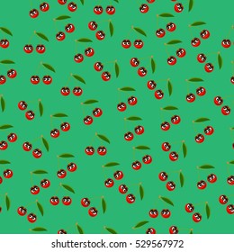 Very high quality original trendy vector seamless pattern with a cherry character, personage or face