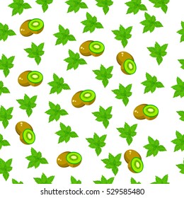 Very high quality original trendy seamless pattern with fresh kiwi and slice