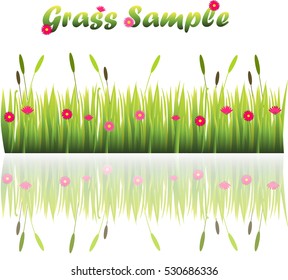 Very high quality original trendy illustration of grass with flowers