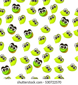Very high quality original trendy seamless pattern with fresh kiwi and slice character, personage or face