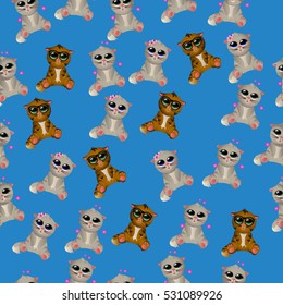 Very high quality original trendy vector seamless pattern with cute cats