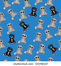 Very high quality original trendy vector seamless pattern with cute cats