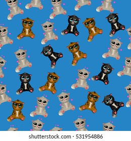 Very high quality original trendy vector seamless pattern with cute cats