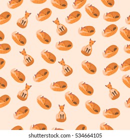 Very high quality original trendy vector seamless pattern with a cute fox