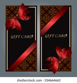 Very high quality original trendy vector gift card set with realistic ribbon can be used for gifts, presents, banners, sale, web, design