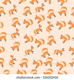 Very high quality original trendy vector seamless pattern with a cute fox