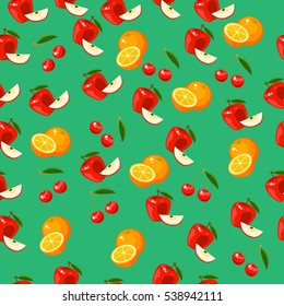Very high quality original trendy vector seamless pattern with a cherry