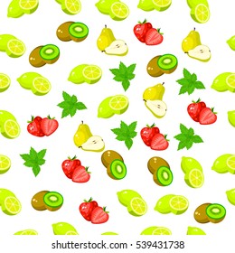 Very high quality original trendy seamless pattern with fresh kiwi and slice