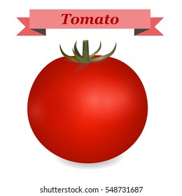 Very high quality original trendy vector realistic tomato illustration for sell, juice, background, label, menu