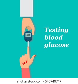 Very high quality original trendy vector flat illustration Blood test or glaucometer, glucose meter