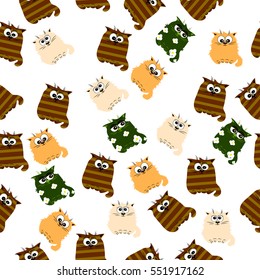 Very high quality original trendy vector seamless pattern with a Cute cat