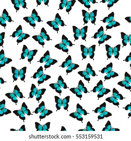 Very high quality original trendy vector seamless pattern with colorful butterfly