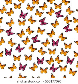 Very high quality original trendy vector seamless pattern with colorful butterfly