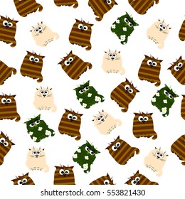 Very high quality original trendy vector seamless pattern with a Cute cat