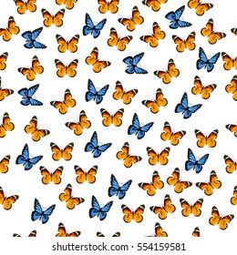 Very high quality original trendy vector seamless pattern with colorful butterfly