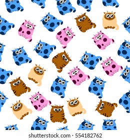Very high quality original trendy vector seamless pattern with a Cute cat