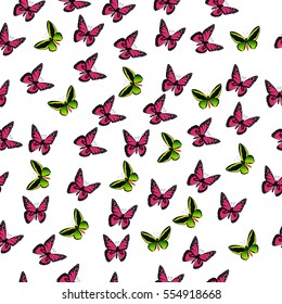 Very high quality original trendy vector seamless pattern with colorful butterfly