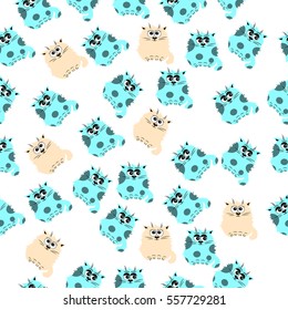 Very high quality original trendy vector seamless pattern with a Cute cat
