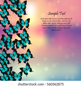 Very high quality original trendy vector illustration of a spring background with butterflies. Frame for decoration,