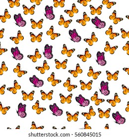 Very high quality original trendy vector seamless pattern with colorful butterfly