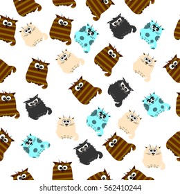 Very high quality original trendy vector seamless pattern with a Cute cat