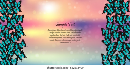 Very high quality original trendy vector illustration of a spring background with butterflies. Frame for decoration,