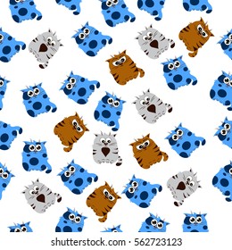 Very high quality original trendy vector seamless pattern with a Cute cat