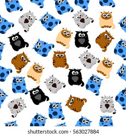 Very high quality original trendy vector seamless pattern with a Cute cat