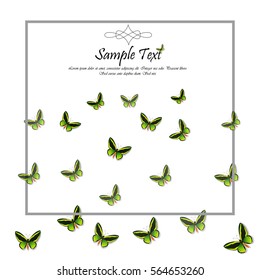 Very high quality original trendy vector illustration of a spring background with butterflies. Frame for decoration,